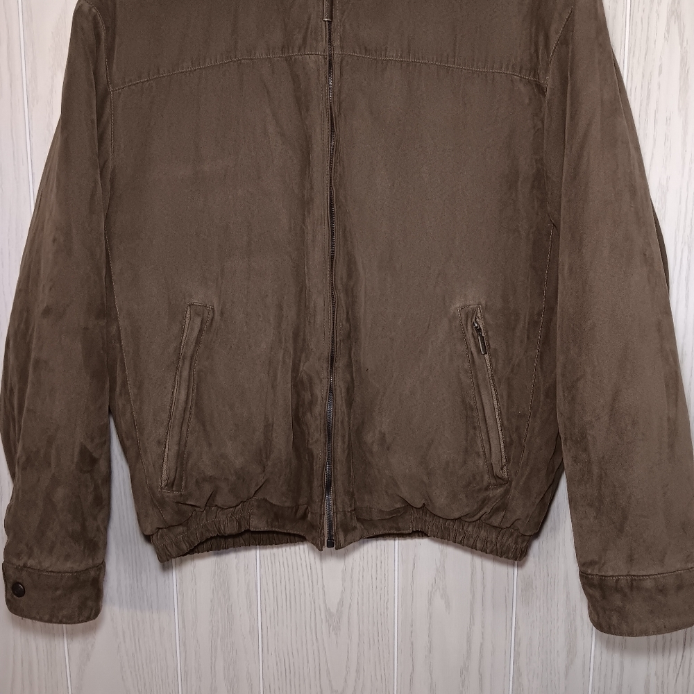 WeatherProof Large men's jacket brown faux suede zip buttons cuffs - Picture 3 of 12